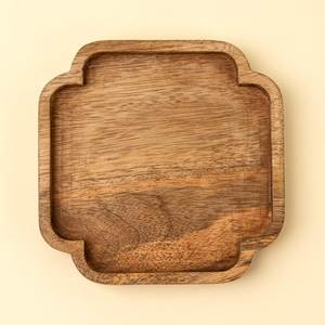 Plateau de service en bois fait main, plateau de petit-déjeuner rustique en bois naturel avec poignées, plateau de service décoratif écologique pour aliments et café - Product Image 4