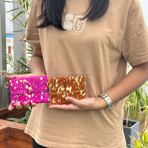 กระเป๋าสตางค์แบบคาดผมบนหนังวัวสีเมทัลลิค, กระเป๋าใส่บัตรเครดิตหนังแท้แบบตะวันตกกระเป๋าใส่เงินสดสำหรับผู้หญิงทำจากหนังแท้ทั้งตัว - Product Image 2