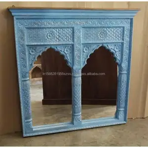 Blue Jharokha ديكورات خشبية لغرف المعيشة في المنزل بأفضل جودة وهي عبارة عن مجموعة كلاسيكية من الأثاثات الطبيعية ذات النحت الخشبي