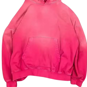Sweat à capuche rose délavé effet soleil, coupe oversize en coton, unisexe, streetwear, logo personnalisé, fabricant OEM - Product Image 6