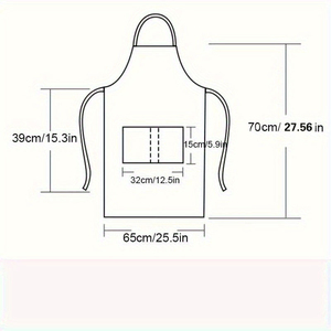 Tablier unisexe en coton avec poche, largeur 65 cm, longueur 70 cm, manches courtes, fermeture à boutons-pression, bretelles réglables pour restaurant et bar - Product Image 1