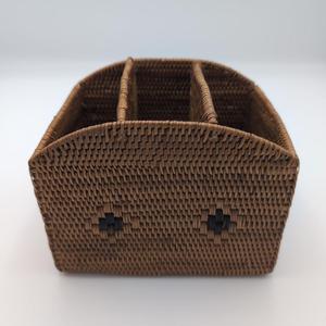 Panier porte-revues en rotin, panier divisé pour livres et dépliants, accessoires de bureau pour bureau - Product Image 4