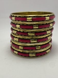 Floral Resin and Brass Bangle Set <b>Stacked</b> Bangles for Teens Ladies Resin Trendy Bangle Set - Product Image 4
