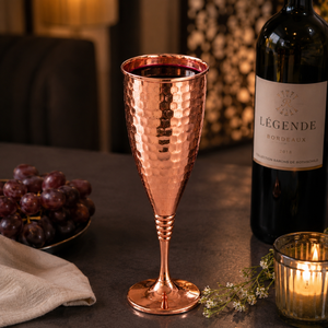 Flûte à champagne en cuivre martelé à long pied, verre à vin en métal pour mariage, célébration, restaurant, bar, maison et événements - Product Image 5