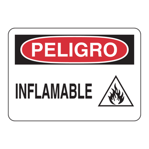 Panneau de sécurité espagnol Brady Peligro Inflamable, 7x10 pouces, en PVC, pour zones contenant des matériaux inflammables - Product Image 1