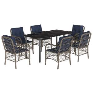 Juego de comedor para jardín en azul marino y gris negro para muebles de patio - Product Image 2