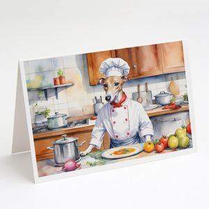 Whippet le Chef A7 Ensemble de cartes de vœux Lot de 8 cartes vierges fantaisistes avec enveloppes Taille 5x7 - Product Image 1