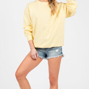 เสื้อสเวตเชิ้ตโอเวอร์ไซส์สีพื้นสำหรับผู้หญิง สไตล์ลำลอง ยูนิเซ็กซ์ ผ้าฝ้าย เกาหลี ฮู้ดดี้ คอกลม  ปักโลโก้ตามสั่งได้ - Product Image 3