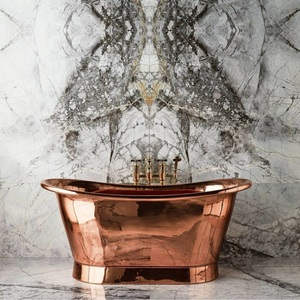 Baignoire autoportante en cuivre massif artisanale de luxe pour hôtel, villa, design d'intérieur de salle de bain moderne - Product Image 1