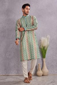 Kurta en coton de qualité supérieure pour homme, brodé, pour les occasions spéciales, les mariages, les cérémonies, kurta longue, kurta pour les occasions spéciales pour homme - Product Image 3