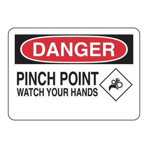 Panneau de signalisation de sécurité Brady DANGER Pinch Point 7x10 pouces, utilisation intérieure/extérieure - Product Image 1