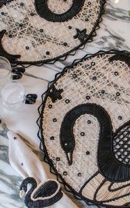 Premium Artisan Crafted Woven Raffia <b>Table</b> Placemat Designer Animal Motif <b>Dining</b> Mat Eco Friendly Boho Chic Swan Charger Plate - Product Image 2