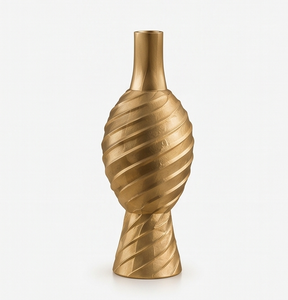 Vase à fleurs moderne en métal doré, centre de table de luxe torsadé en spirale, récipient décoratif pour la maison et l'hôtel, vente en gros - Product Image 3