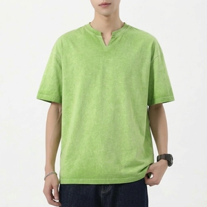 เสื้อยืดโอเวอร์ไซส์สไตล์วินเทจสุดเท่ห์สำหรับผู้ชาย ผ้าฝ้าย 100% ทรงหลวม คอวี ไหล่ตก พิมพ์ลายสกรีน  รักษ์โลก แห้งเร็ว - Product Image 1