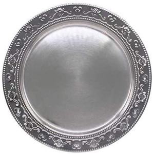 Fine Quality Metal Dinnerware Table Setting Round Silver Galvanized Steel Charger <b>Plates</b> For Wedding Banquets & Home <b>Decor</b> - Product Image 2