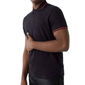 Polo à manches courtes pour homme, noir, uni, décontracté, tricoté, respirant, en coton, boutonné devant, coupe classique - Product Image 1