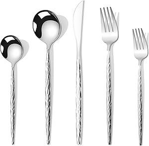 Juego de cubiertos de acero inoxidable de alta gama, elegante vajilla para cenar, utensilios de cocina duraderos y resistentes al óxido, perfectos para restaurantes. - Product Image 3