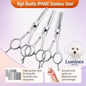 Juego de tijeras de primera calidad para el cuidado de mascotas, fabricadas con acero inoxidable de alta calidad, kit profesional para cortar el pelo de perros y gatos con estuche - Product Image 1