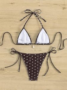 High Demanded Women's Bikini 3 Piece Set in Spandex/Polyester Fabric Halter Neck <b>V</b>-<b>Strings</b> Floral Pattern Beachwear - Product Image 5