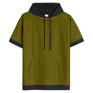 Sweat-shirts à manches courtes personnalisés brodés, légers, respirants, à motif uni, 100% coton, séchage rapide, vêtements décontractés pour hommes - Product Image 5
