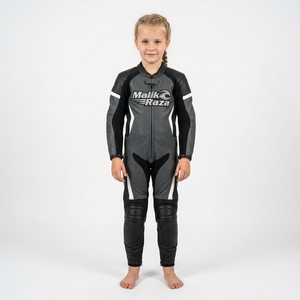 Combinaison de course en cuir pour enfants, en cuir de vache véritable, équipement de sécurité pour jeunes motards - Product Image 1