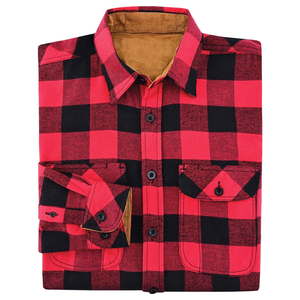 Chemise en flanelle pour homme de haute qualité, épaisse, à carreaux rouges Buffalo, manches longues, en coton brossé, décontractée, à boutons, pour le travail - Product Image 6