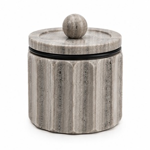 travertine <b>storage</b> <b>jar</b> marble canister natural stone <b>kitchen</b> container airtight lid tea coffee sugar spice <b>jar</b> countertop - Product Image 6