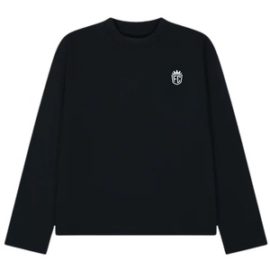 Men Oversized Long Sleeve T Shirt Minimal <b>Chest</b> Logo Cotton Crewneck Casual Streetwear Top Wholesale OEM Custom Apparel Factory - Product Image 1