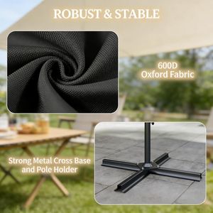 Base per Ombrellone da Giardino in Acciaio Inox 3m, Ombrellone da Patio per Ristoranti, Hotel e Palestre, Telaio in Acciaio Resistente alle Intemperie - Product Image 5