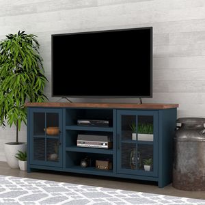 Bridgevine Home Nantucket 67 pollici Console TV supporto Blue Denim Whiskey finitura nessun assemblaggio richiesto per TV fino a 80 pollici - Product Image 1
