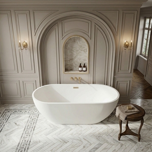 Baignoire ovale autoportante FW-7700-67, moderne, durable, écologique, en acrylique, pour salle de bain - Product Image 2