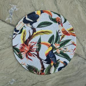 Round Polyester Placemat <b>Tropical</b> Bird Floral Print Dining Table Mat Home <b>Decor</b> Restaurant Tableware - Product Image 3