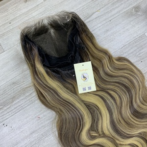 Perruques en cheveux humains de haute qualité, ondulées, à petits nœuds, noires naturelles et avec mèches, avec closure HD suisse 5x5, pour femme noire - Product Image 4