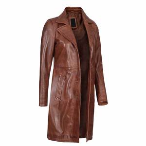 Manteau long pour femme en cuir véritable imperméable avec ceinture, matériau doux de haute qualité, design élégant, doublure en bambou - Product Image 4