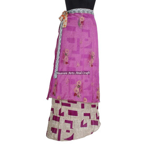 Bollywood 2 Layer Reversible Magic Silk Sari <b>Wrap</b> Long <b>Skirt</b> Party Evening <b>Skirt</b> Cool <b>Wrap</b> <b>Skirt</b> Indian Silk Sarong Beach Pareo - Product Image 2