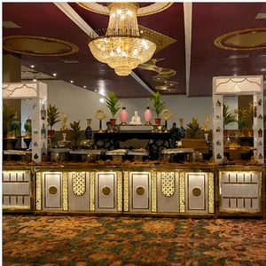 Mostrador de Buffet de Acero Inoxidable Dorado de Lujo para Catering |   Exhibidores para Servir Comida en Bodas y Banquetes de Hotel |   Entrega Rápida - Product Image 2
