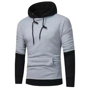Men's Casual Polyester/Cotton Mens Two Color Hooded Sweatshirt Cotton <b>Fleece</b> Casual Slim Fit Long Sleeve Pullover Winter Top - Product Image 3