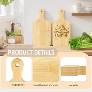 Planches à découper en bois avec poignée, lots de planches à charcuterie en bois, gravure laser, plateaux de service en gros pour Noël - Product Image 2
