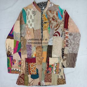 Chaqueta Kantha de retales, chaquetas de algodón de invierno de la India, chaquetas de trabajo Kantha, chaquetas Bohemias de algodón para damas - Product Image 5