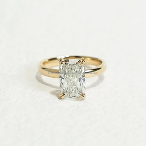 Elegant Radiant Cut Lab Grown Diamond Gold <b>Ring</b> For Women Minimalist Engagement Wedding Jewelry Design - Product Image 1