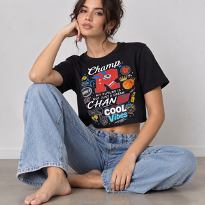 Camiseta Corta Personalizada para Mujer, Informal, de Poliéster/Algodón, con Estampado Gráfico, Manga Corta, Venta al Por Mayor - Product Image 3