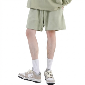 Men's Solid Color Cotton Bermuda <b>Shorts</b> Mid Waist Drawstring Closure Casual Loose Fit Breathable <b>Woven</b> Fabric Style - Product Image 3