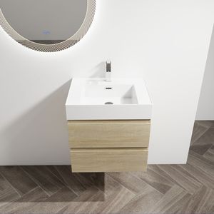 24-Inch Wall Mounted <b>Bathroom</b> <b>Vanity</b> with Resin Sink & 2 Soft Close Drawers Easy KD Package - Product Image 2