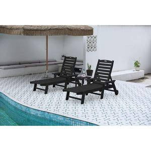 Set di 2 Sdraio Oversize in HDPE con 5 Posizioni e Portabicchieri, Lettini da Esterno con Ruote - Product Image 2