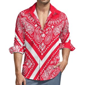 Factory Wholesale Customized <b>Men</b> Spring Long Sleeve Shirts <b>Bandana</b> Plus Size Clothing <b>Men</b> Casual Shirts Comfortable Top Shirts - Product Image 2