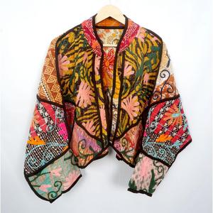 Exclusive Collection One of a Kind Patchwork Vintage Kantha <b>Jacket</b> Designer Boho Women kantha <b>Jacket</b> with <b>mandarin</b> <b>collar</b> wear - Product Image 1