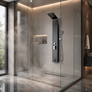 OSIS Multi-Function Wall Mounted Shower Panel Rainfall Hand Shower Soft Body Jets <b>Brushed</b> Stainless Steel Modern Design Hotel - Product Image 5