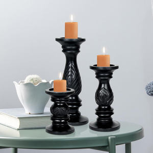 Ensemble de 3 bougeoirs en bois de manguier pour la décoration de la maison de table de ferme Vente en gros de bougeoirs élégants en bois pour décoration de table - Product Image 5