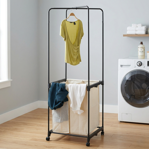 Gran Oferta al por Mayor: Carro Organizador de Ropa Multifuncional de Hierro Fundido con Cesto de Lavandería y Perchas Metálicas para Almacenamiento Doméstico - Product Image 4