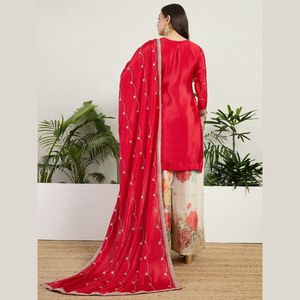 Premium Chinon Embroidered <b>Top</b> Palazzo Set With Elegant Embroidered Dupatta Designer Party Wear Wholesale Rate By Royal Export - Product Image 4